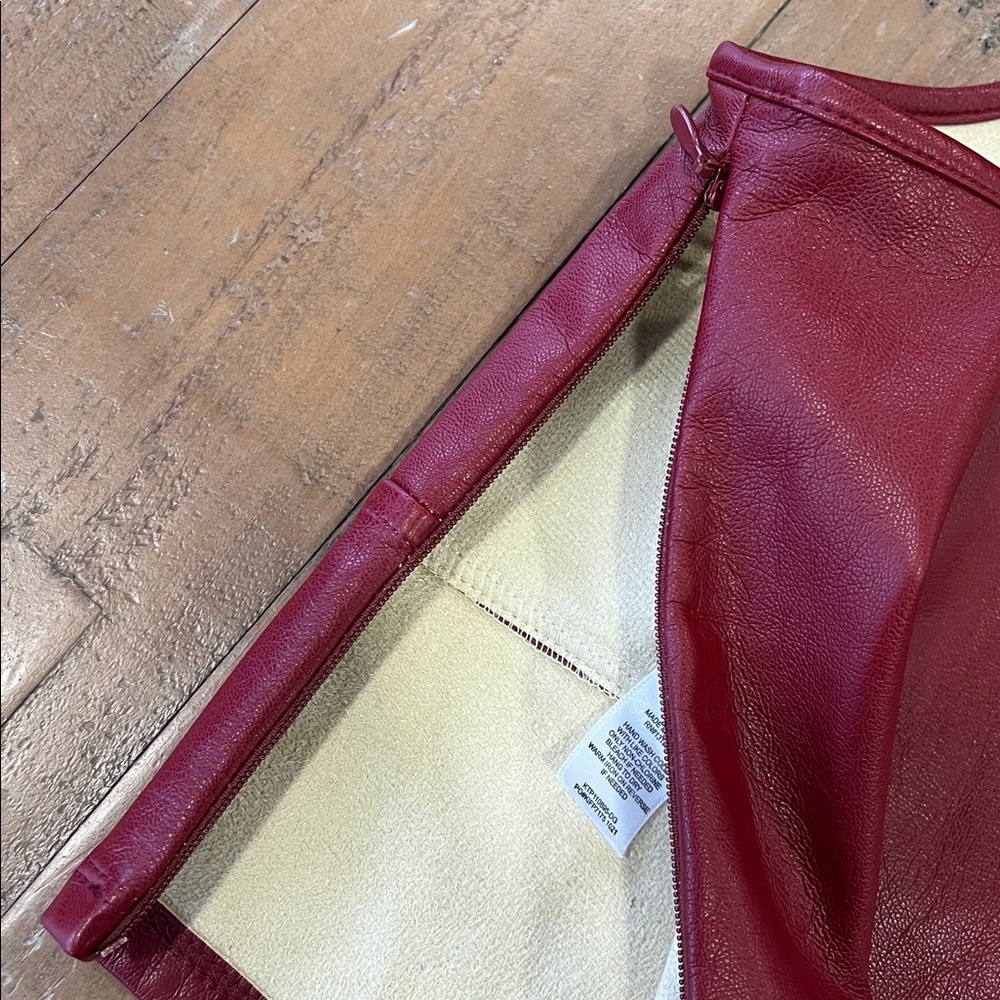 Lola Grace Women's XS Burgundy faux Leather Crop Top bralette - Picture 7 of 8